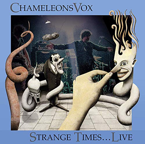 Album cover for Chameleonsvox’s “Strange Times…Live!” featuring surrealist artwork.