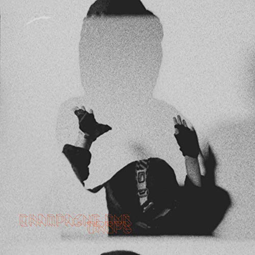 Grainy black and white image of a figure with outstretched hands.