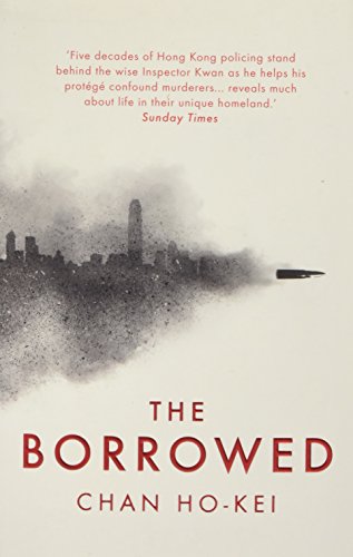 Book cover: “The Borrowed” with a city skyline and a gun silhouette.
