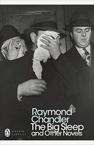 Book cover: black and white photo of men in hats, title "The Big Sleep".