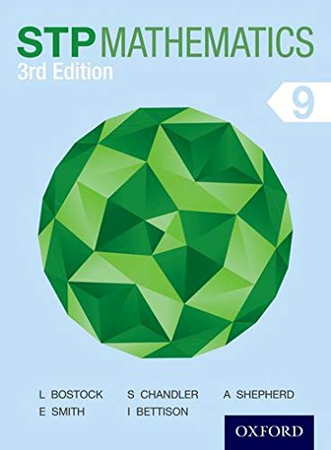 Textbook cover: “STP Mathematics 9” with a green geometric design.