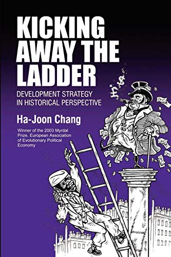 Book cover showing a man kicking a ladder away from a person below.