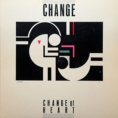 Album cover for Change - Change of Heart featuring abstract geometric figures on black background.