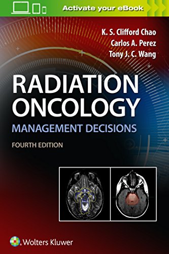 Book cover: "Radiation Oncology Management Decisions," fourth edition, with brain scans.