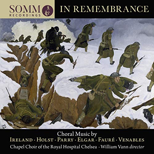CD cover: Snowy battlefield painting with soldiers, choral music details below.
