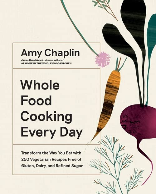 Cookbook cover featuring author Amy Chaplin, vegetables, and bold typography.