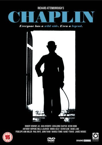 “Chaplin” DVD cover: Silhouette of Charlie Chaplin in a doorway.