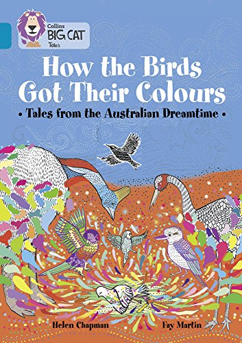 Book cover depicting colourful birds and Aboriginal Dreamtime art style.