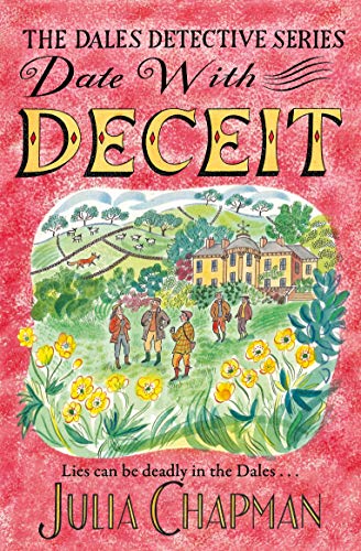 Book cover: “Date with Deceit” depicts a country estate and figures walking.