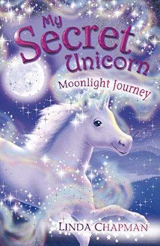 Book cover featuring a white unicorn against a starry night sky with a full moon.