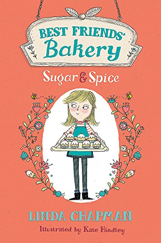 Book cover: girl with cupcakes, bakery sign, illustrated by Kate Hindley.