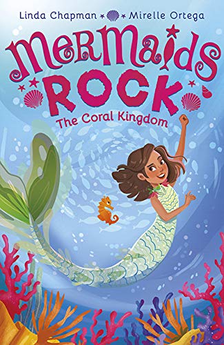 Book cover: mermaid with green tail swimming in a blue ocean.