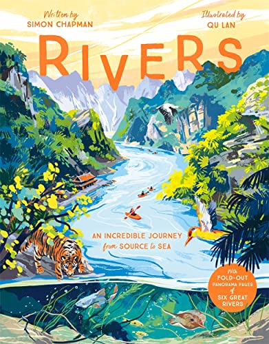 Book cover depicting a winding river through mountains, with wildlife.
