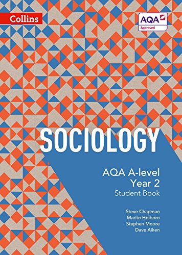 Sociology textbook cover with geometric pattern, blue background, and white text.