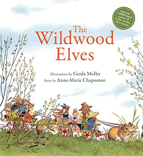 Book cover depicting elves riding a flower-filled cart pulled by mice.