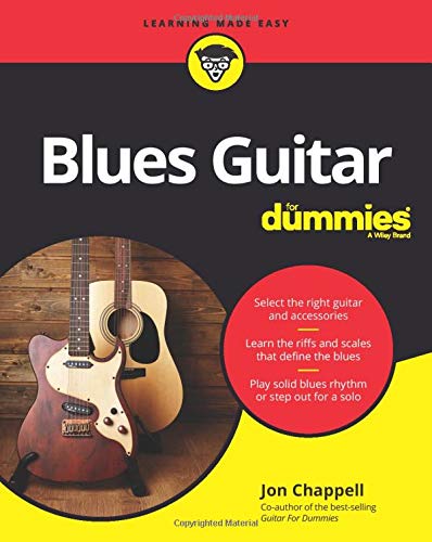 Book cover: "Blues Guitar for Dummies" with a guitar image.