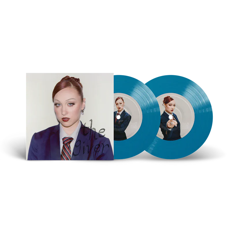 Chappell Roan’s “The Giver” aqua vinyl record and album cover shown.