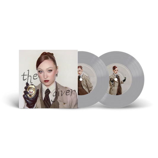 Silver vinyl single “The Giver” by Chappell Roan with cover art.
