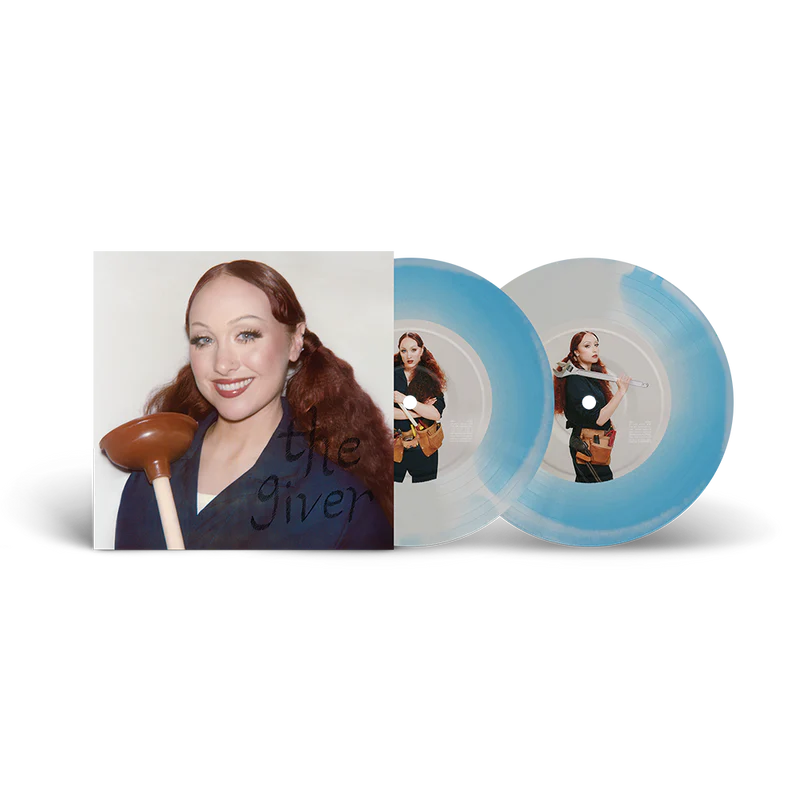 Chappell Roan’s “The Giver” vinyl record with swirl pattern, cover art included.