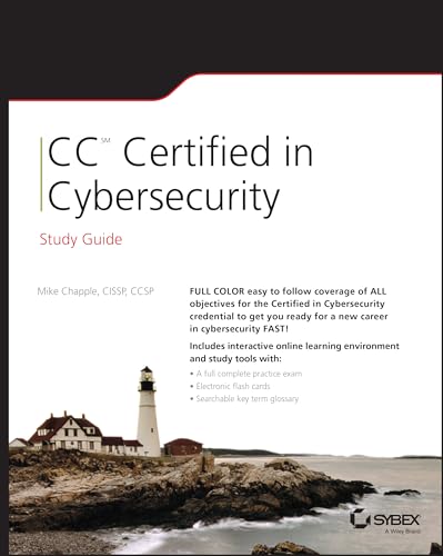 Cybersecurity study guide cover with lighthouse image and Sybex logo.