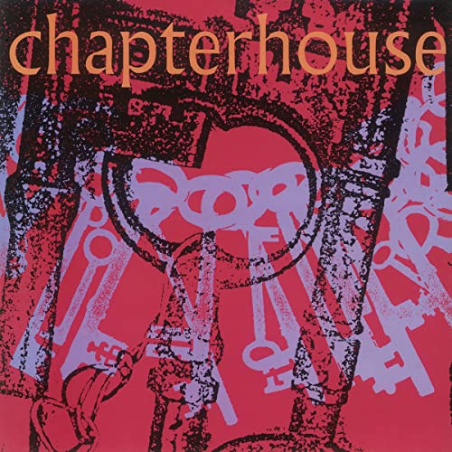Red album cover with abstract shapes and the band name "chapterhouse".