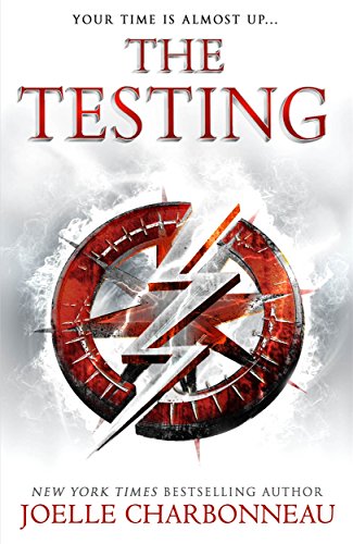 Book cover for "The Testing" with a red clock and lightning bolt.