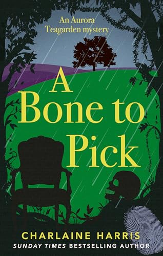 Book cover: "A Bone to Pick" with skull, chair, and rainy landscape.