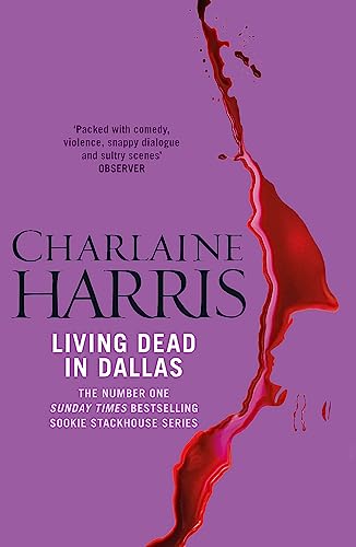 Book cover for Living Dead in Dallas with purple background and red blood splatter.