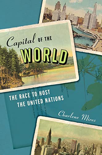 Book cover with vintage postcards depicting cities and a world map.