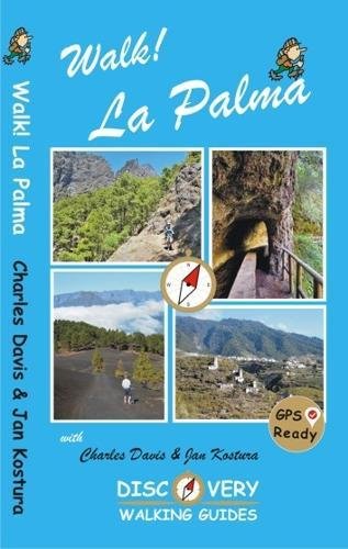 Book cover for “Walk! La Palma” featuring landscape photos and a compass.