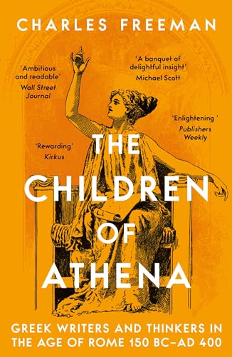 Book cover with an orange background featuring a classical illustration of a seated woman.