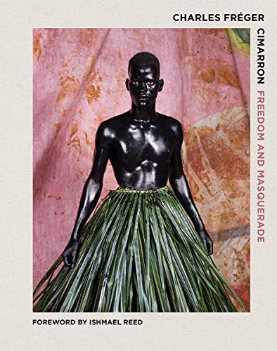 Book cover: Black man with a green palm-leaf skirt, pink background.