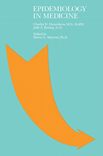 Book cover: "Epidemiology in Medicine" with orange arrow graphic.