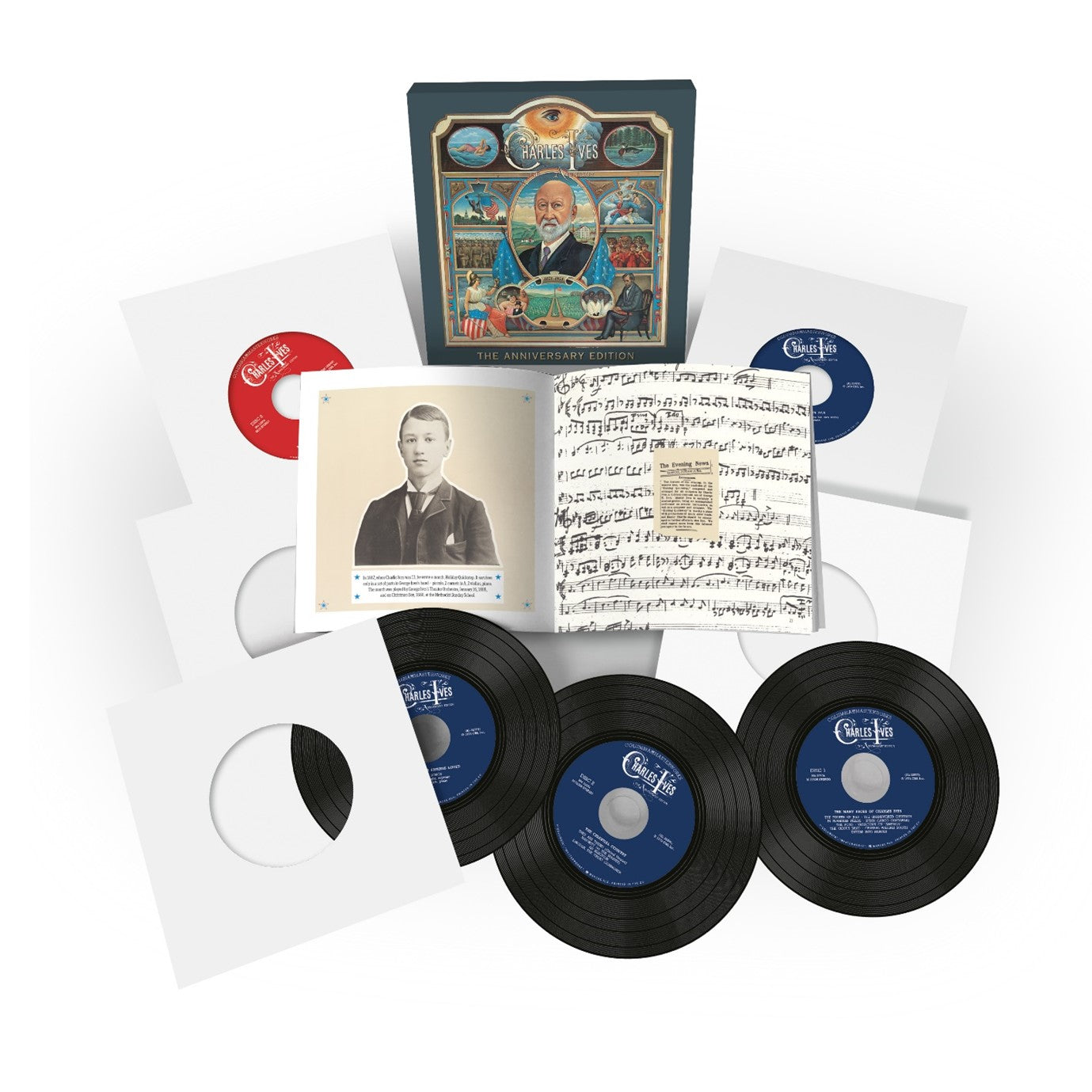 Charles Ives "The Anniversary Edition" CD box set with sheet music.