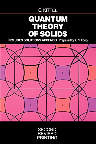 Book cover: "Quantum Theory of Solids" by C. Kittel, with abstract geometric design.