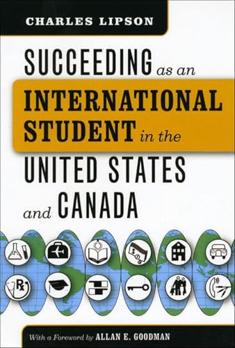 Book cover with text about international student success and global icons.