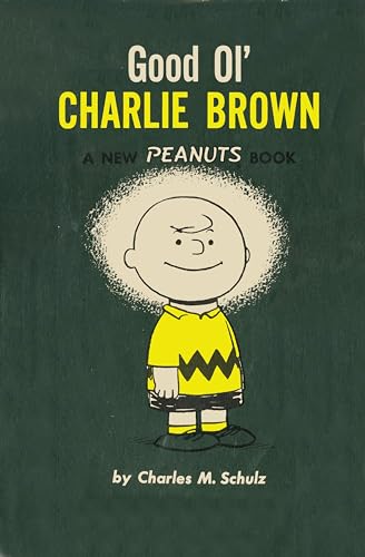 Charlie Brown stands centered on a dark green book cover with yellow text.