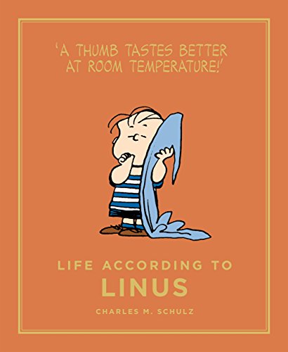Linus from Peanuts clutching his blanket on an orange book cover.