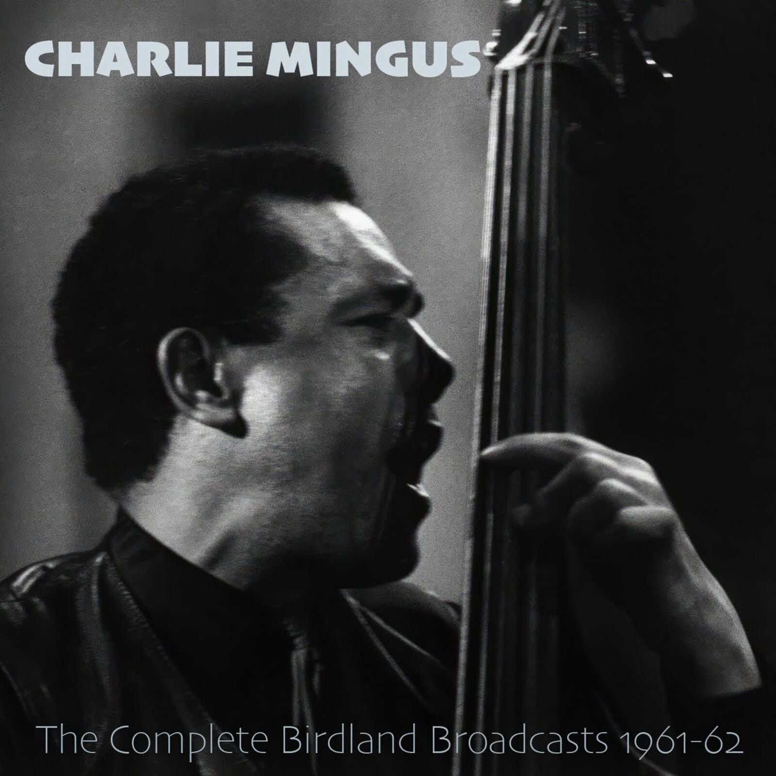 Black and white album cover featuring jazz bassist Charles Mingus.
