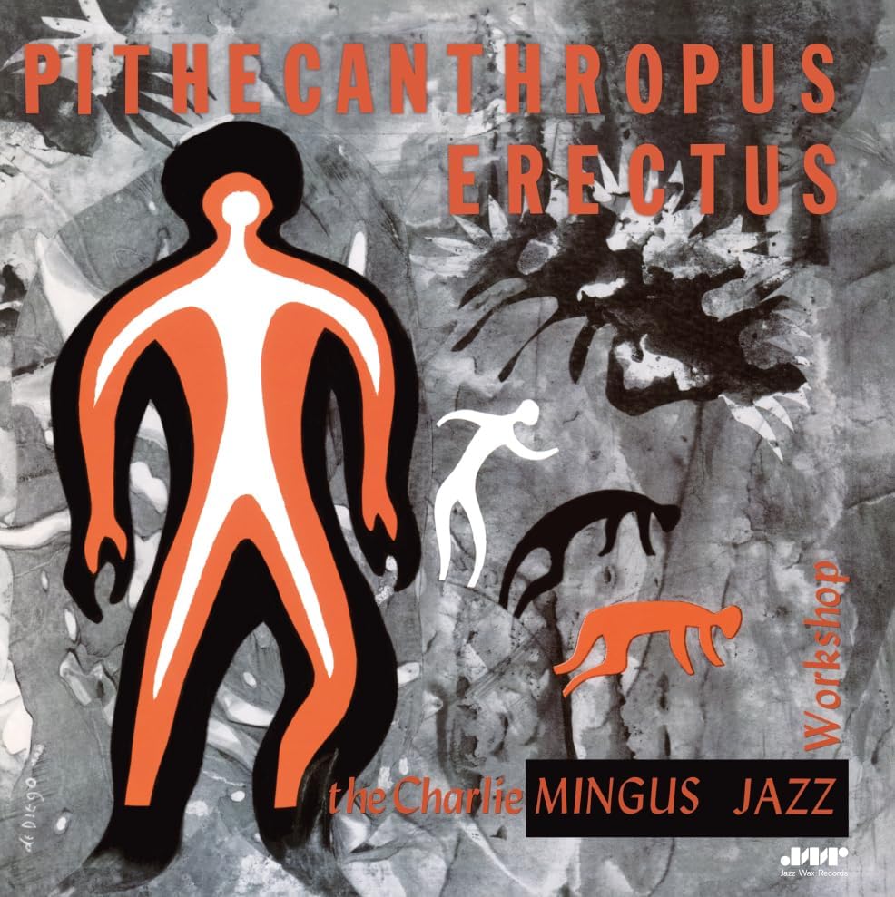 Album cover for Charles Mingus’ “Pithecanthropus Erectus” featuring abstract figures.