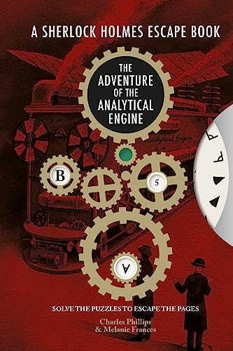 Book cover featuring gears, a red background, and silhouettes of two figures.