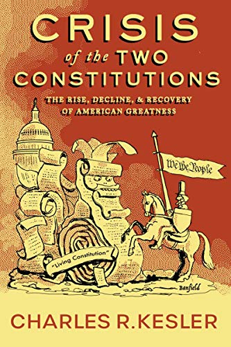 Book cover: "Crisis of the Two Constitutions" with historical imagery.