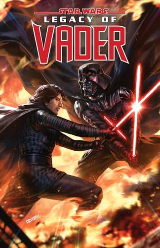 Comic book cover featuring Kylo Ren and Darth Vader with red lightsabers.