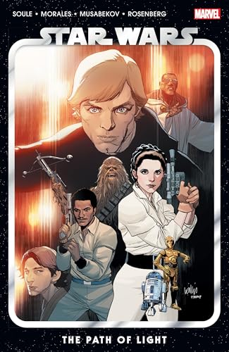 Star Wars comic book cover featuring Luke Skywalker, Leia, and Han Solo.