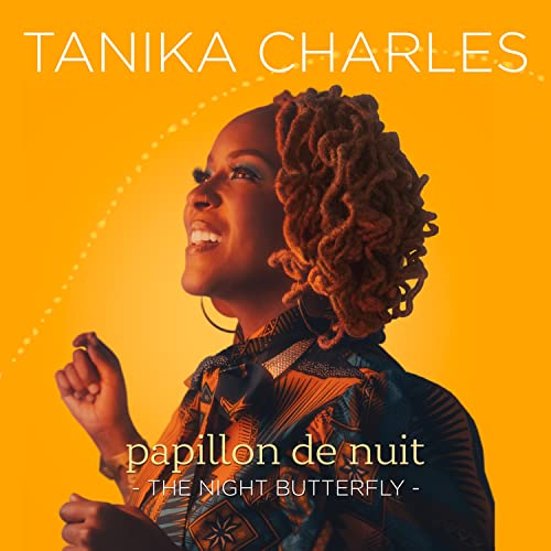 Tanika Charles with locs, pictured against a bright yellow background on album cover art.