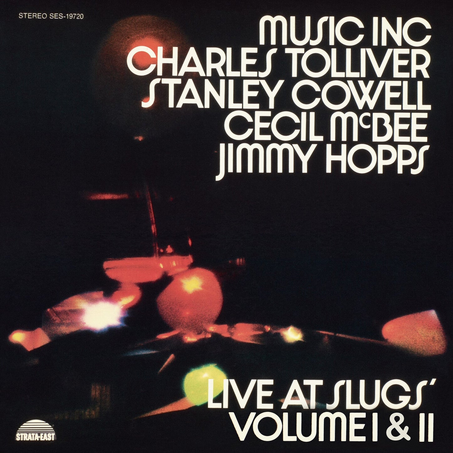 Jazz album cover with musicians' names and live performance details in white text.