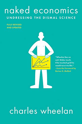 Book cover for Naked Economics featuring a white silhouette holding a yellow growth chart.