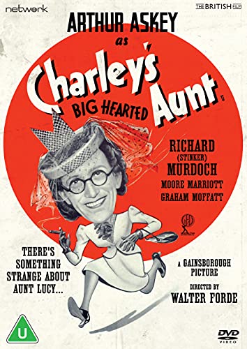 DVD cover for "Charley's Big Hearted Aunt" featuring a cartoon woman running in a red circle.