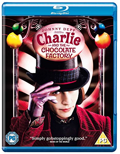 Blu-ray cover featuring Johnny Depp as Willy Wonka in a top hat.