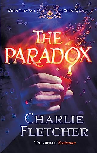 Book cover: "The Paradox" with a hand holding a red object, bubbles, and flames.